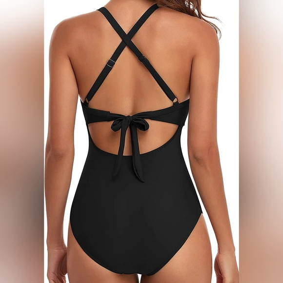 Eomenie Women's One Piece Tummy Control Cutout High Waisted Swimsuit NWT - Picture 2 of 2